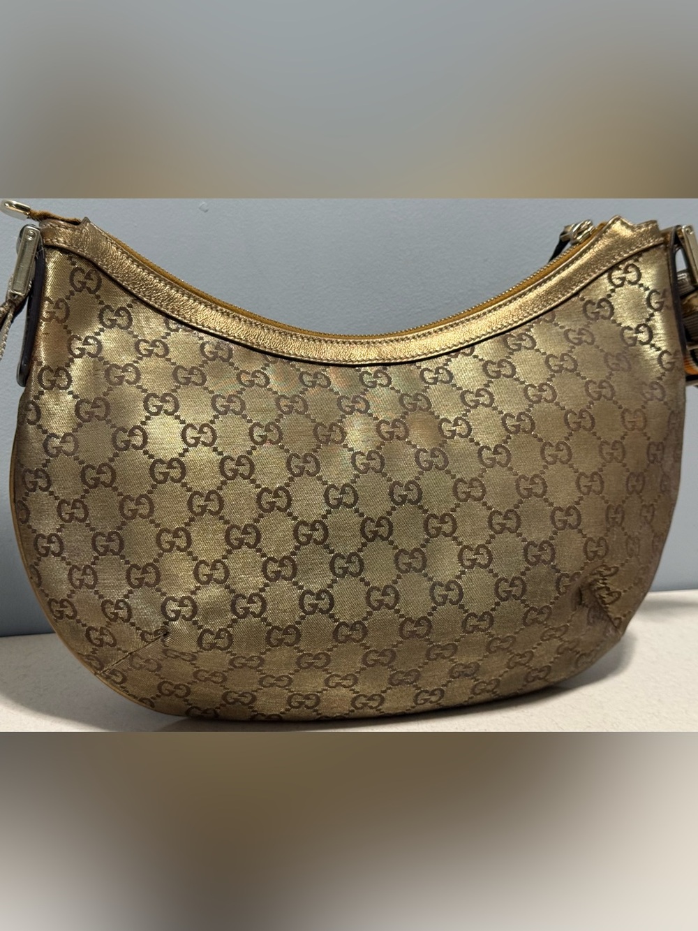 Gucci Vintage GG Hobo Crossbody Bag Canvas - Picture 4 of 16